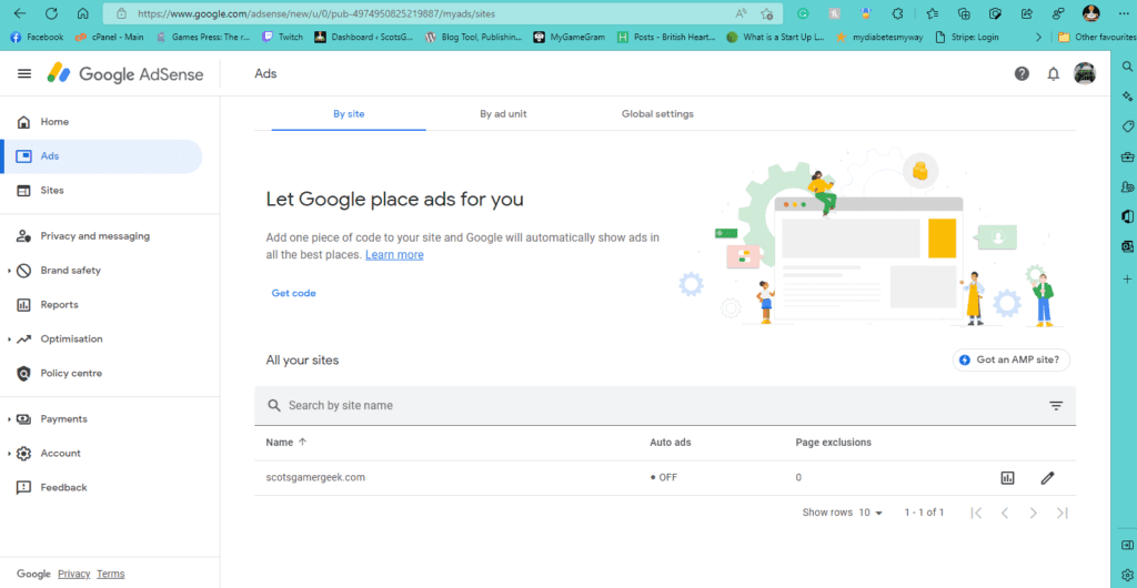 Adsense ad screen